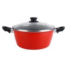 CACEROLA CON TAPA CRISTAL MAGEFESA K2 ROJO 20 ACERO