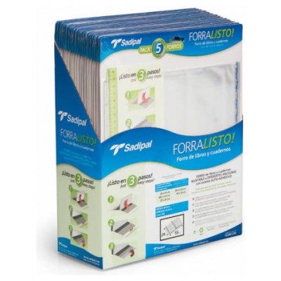 BLISTER 5 FUNDAS DE FORRO CON 2 SOLAPAS AJUSTABLES 28 CM SADIPAL 02213 (Espera 4 dias)