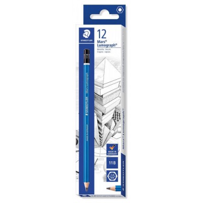 LAPIZ GRAFITO MARS LUMOGRAPH 100, GRAD. 11B STAEDTLER 100-11B (MIN12) (Espera 4 dias)