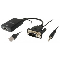 EQUIP ADAPTADOR VGA MACHO A HDMI HEMBRA CON AUDIO JACK 3.5"