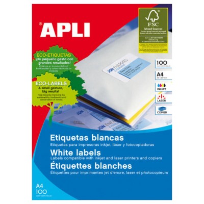 CAJA 100 HOJAS ETIQUETA BLANCA ILC 70X30 1271 APLI (Espera 4 dias)