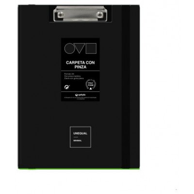 CARPETA A4 TAPA POLYFOAM CON PINZA SUPERIOR UNEQUAL MINIMAL NEGRO GRAFOPLAS 1550910 (Espera 4 dias)