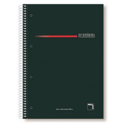 CUADERNO SERIE PREMIUM TAPA EXTRA DURA 70 GRS. A-4 (210X297MM.) MICROPERFORADO 160 HOJAS CUADRÍCULA 5X5 + GRECA NEGRO PACSA 16396 (MIN4) (Espera 4 dias)