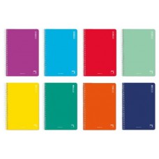 CUADERNO ESPIRAL SERIE BASIC TAPA CARTONCILLO 60 GRS. 4º (155X215MM.) 80 HOJAS HORIZONTAL CON MARGEN 8 COLORES SURTIDOS PACSA 16429 (MIN10) (Espera 4 dias)