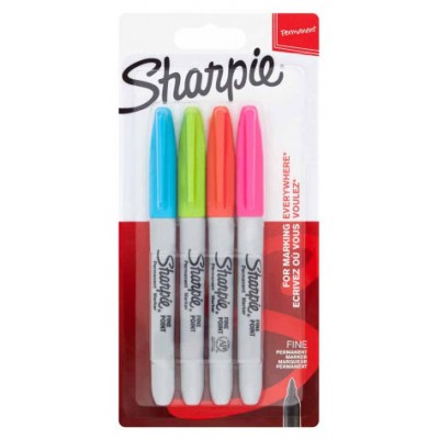 Sharpie 2065403 marcador permanente Fibre tip Azul, Verde, Naranja, Rosa 4 pieza(s) (Espera 4 dias)