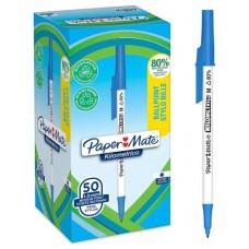 CAJA 50 BOLÍGRAFOS PAPER MATE KILOMÉTRICO PUNTA MEDIANA (1,0MM) TINTA AZUL 80% PLÁSTICO RECICLADO PAPER MATE 2187702 (Espera 4 dias)