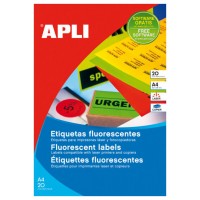 PACK 20 HOJAS (20UD.)ETIQUETAS VERDE FLUORESCENTE PERMANENTES 210,0 X 297,0 MM APLI 2881 (Espera 4 dias)