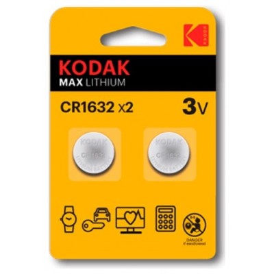 PILAS CR1632 KODAK BOTON LITIO 3V PACK 2 UNIDADES
