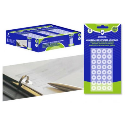 BLISTER 224 UNIDADES ARANDELAS DE REFUERZO ADHESIVAS TRANSPARENTES 13mm BISMARK 327333 (Espera 4 dias)