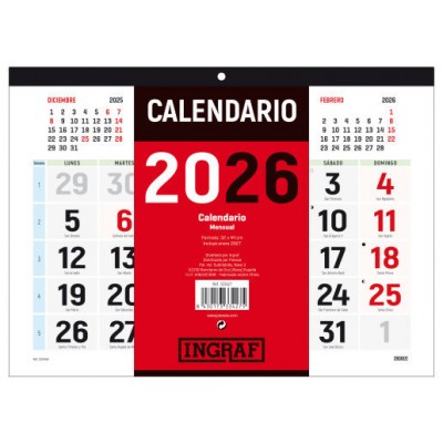 CALENDARIO 2026 PARED HORIZONTAL DOBLE CARA CASTELLANO INGRAF 333427 (Espera 4 dias)