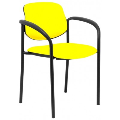 PIQUERAS Y CRESPO NOWY STYL Silla fija Styl similpiel amarillo chasis negro con brazos