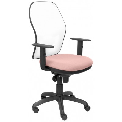 PIQUERAS Y CRESPO Silla Jorquera malla blanca asiento bali rosa palido