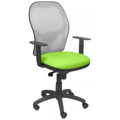 PIQUERAS Y CRESPO Silla Jorquera malla gris asiento bali verde pistacho