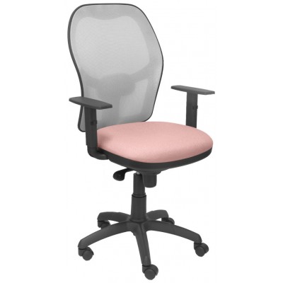 PIQUERAS Y CRESPO Silla Jorquera malla gris asiento bali rosa palido