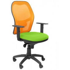 PIQUERAS Y CRESPO Silla Jorquera malla naranja asiento bali verde pistacho