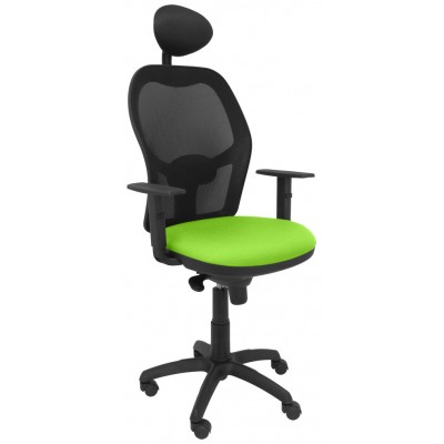 PIQUERAS Y CRESPO Silla Jorquera malla negra asiento bali verde pistacho con cabecero fijo