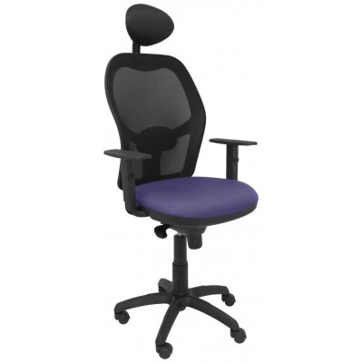 PIQUERAS Y CRESPO Silla Jorquera malla negra asiento bali azul claro con cabecero fijo