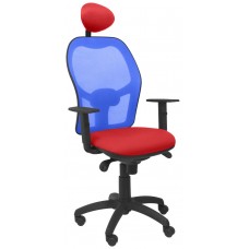 PIQUERAS Y CRESPO Silla Jorquera malla azul asiento bali rojo con cabecero fijo