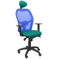 PIQUERAS Y CRESPO Silla Jorquera malla azul asiento bali turquesa con cabecero fijo