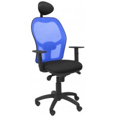 PIQUERAS Y CRESPO Silla Jorquera malla azul asiento bali negro con cabecero fijo