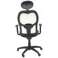 PIQUERAS Y CRESPO Silla Jorquera malla blanca asiento bali gris oscuro con cabecero fijo