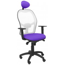 PIQUERAS Y CRESPO Silla Jorquera malla blanca asiento bali lila con cabecero fijo