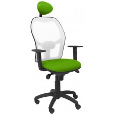 PIQUERAS Y CRESPO Silla Jorquera malla blanca asiento bali verde pistacho con cabecero fijo
