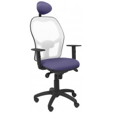 PIQUERAS Y CRESPO Silla Jorquera malla blanca asiento bali azul claro con cabecero fijo