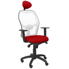 PIQUERAS Y CRESPO Silla Jorquera malla blanca asiento bali rojo con cabecero fijo