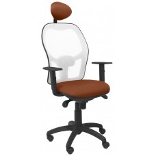 PIQUERAS Y CRESPO Silla Jorquera malla blanca asiento bali marron con cabecero fijo