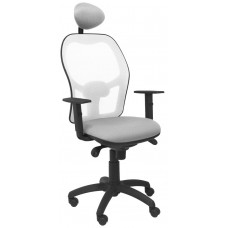 PIQUERAS Y CRESPO Silla Jorquera malla blanca asiento bali gris claro con cabecero fijo