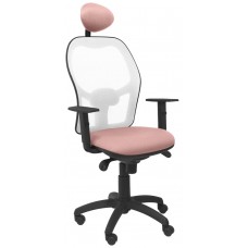 PIQUERAS Y CRESPO Silla Jorquera malla blanca asiento bali rosa palido con cabecero fijo