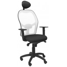 PIQUERAS Y CRESPO Silla Jorquera malla blanca asiento bali negro con cabecero fijo