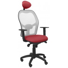 PIQUERAS Y CRESPO Silla Jorquera malla gris asiento bali granate con cabecero fijo