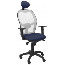 PIQUERAS Y CRESPO Silla Jorquera malla gris asiento bali azul marino con cabecero fijo