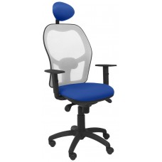 PIQUERAS Y CRESPO Silla Jorquera malla gris asiento bali azul con cabecero fijo