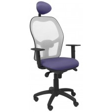 PIQUERAS Y CRESPO Silla Jorquera malla gris asiento bali azul claro con cabecero fijo