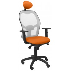 PIQUERAS Y CRESPO Silla Jorquera malla gris asiento bali naranja con cabecero fijo