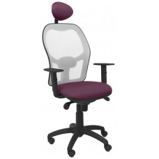 PIQUERAS Y CRESPO Silla Jorquera malla gris asiento bali morado con cabecero fijo