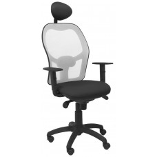 PIQUERAS Y CRESPO Silla Jorquera malla gris asiento bali negro con cabecero fijo