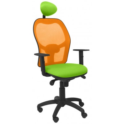 PIQUERAS Y CRESPO Silla Jorquera malla naranja asiento bali verde pistacho con cabecero fijo