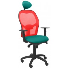 PIQUERAS Y CRESPO Silla Jorquera malla roja asiento bali turquesa con cabecero fijo