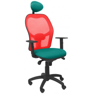 PIQUERAS Y CRESPO Silla Jorquera malla roja asiento bali turquesa con cabecero fijo