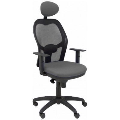 PIQUERAS Y CRESPO Silla Jorquera malla negra asiento bali gris oscuro con cabecero fijo