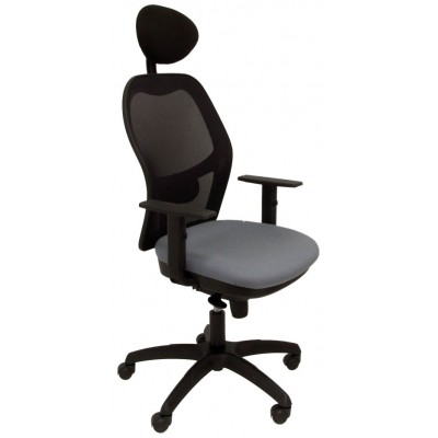 PIQUERAS Y CRESPO Silla Jorquera malla negra asiento bali gris con cabecero fijo