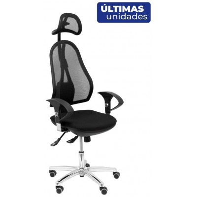 PIQUERAS Y CRESPO Silla Socuellamos sincro malla negra asiento tela negra brazos regulables con cabecero ¡Ultimas unidades!!