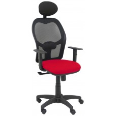 PIQUERAS Y CRESPO Silla Alocen malla negra asiento bali rojo brazos regulables cabecero fijo.