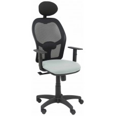PIQUERAS Y CRESPO Silla Alocen malla negra asiento bali gris claro brazos regulables cabecero fijo