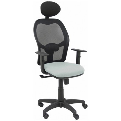 PIQUERAS Y CRESPO Silla Alocen malla negra asiento bali gris claro brazos regulables cabecero fijo