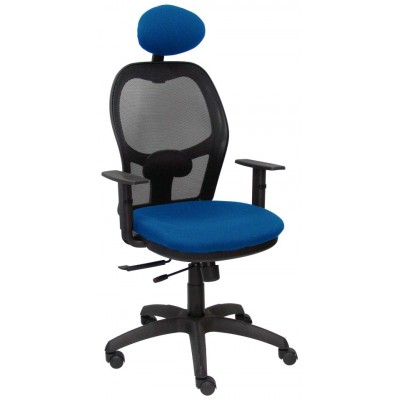 PIQUERAS Y CRESPO Silla Jorquera traslack malla negra asiento bali azul brazos regulables y cabecero